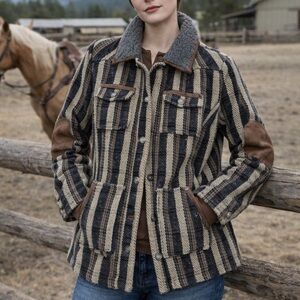 Double D Ranch Wool Western Jacket Judge Roy Bean Tweed Elbow Patches 2X READ